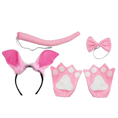 Beaupretty Niedliches Schweine Kostüm Set mit Ohren Haarreif Schleifen und Handschuhen Dekoratives Tier Accessoire für Bequemes Sicheres Material für Karneval und Party von Beaupretty