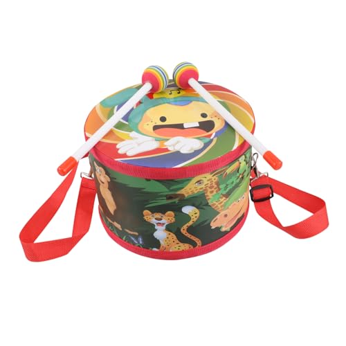 Beaupretty Orff Schlaginstrument Holz Trommel mit Sticks und Verstellbarem Gürtel Doppelseitige Handtrommel mit Tiermotiven Percussion Set für Jungen und Mädchen Durchmesser von Beaupretty