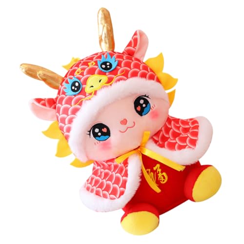 Beaupretty Plüsch Drache Maskottchen Figur Rotes Stofftier Glücksbringer für Sofa und Haus Deko Chinesisches Neujahr für Familie und Freunde von Beaupretty