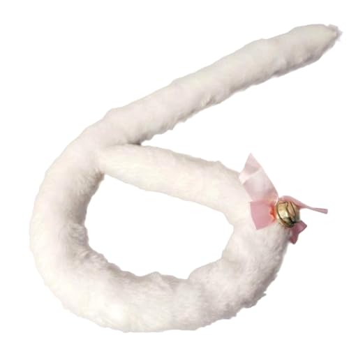 Beaupretty Plüsch Katzenschwanz mit Schleife und Glocke Cosplay Kostüm Zubehör für Themenpartys Halloween und Weiß von Beaupretty