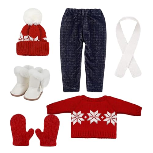 Beaupretty Puppen Weihnachtskleidung Pullover Hose Mütze Handschuhen Schuhen und Schal Weiches Winterkostüm für Puppen Festlich und Vielseitig für Partys und Fotoshootings von Beaupretty
