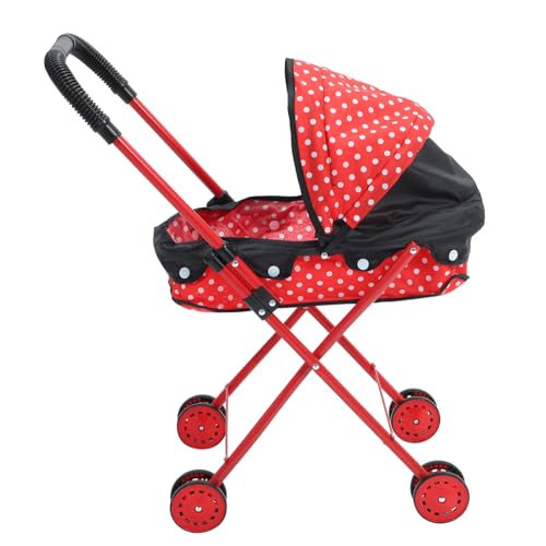 Beaupretty Puppenbuggy für Junge Mädchen Puppen Leicht Klappbar Sicher Langlebig mit Polka Dot Design für Rollenspiel und Puppenzubehör von Beaupretty