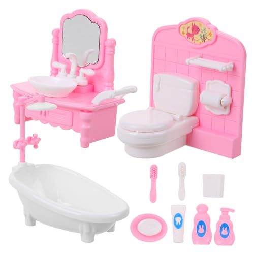 Beaupretty Puppenhaus Badezimmer Möbel Set Miniatur Badewanne Toilette Zubehör für Kreative Spielszene für Puppenhaus Deko und Fotografie von Beaupretty