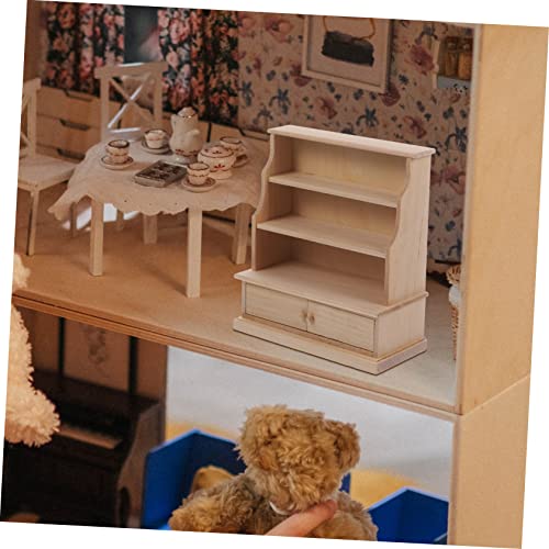 Beaupretty Puppenhaus Möbel DIY Mini Kommode Spiel Zubehör Realistisches Mini Küchen und Bücherregal Handwerkskunst für Kreative Wohnzimmerszenen von Beaupretty