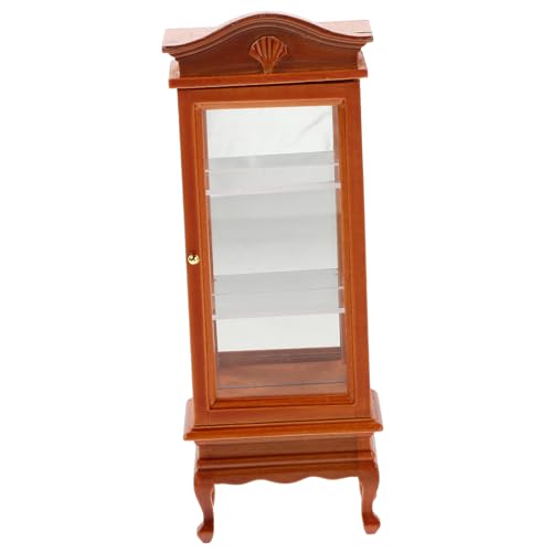 Beaupretty Puppenhaus Möbel Miniatur Holz Schrank mit Elegantem Bogen Realistisches Display Regal Sicheres DIY Zubehör für Puppenhaus Kreatives Spiel für Sammler von Beaupretty