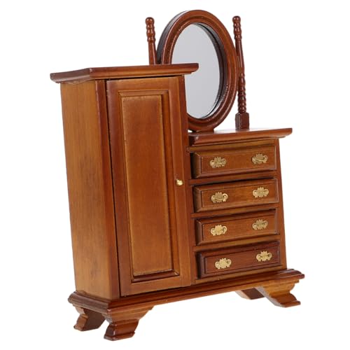 Beaupretty Puppenhaus Möbel Retro Miniatur Holz Kommode Schminktisch für Kinderzimmer Vintage Schlafzimmer Dresser Modell Kleines Puppenhaus Zubehör Warmes Design von Beaupretty