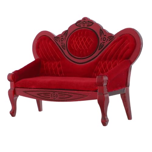 Beaupretty Puppenhaus Möbel Rotes Holz Mini Wohnzimmer Sofa Modell Dekorative Mini Couch für Puppenhaus und Tiny House Dekoration von Beaupretty