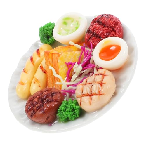 Beaupretty Realistisches Mini Essen mit Mini Steak Ei Brokkoli und Teller Detaillierte Miniatur Food Figuren für Puppenhaus Modellküche und Kreative Fotografie Leicht Platzierbar Fördert von Beaupretty