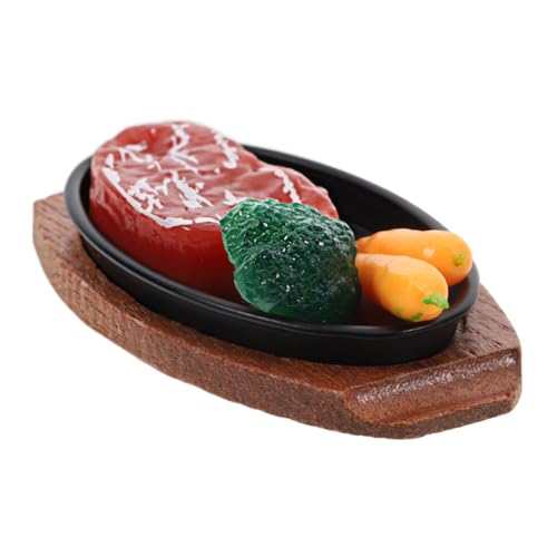 Beaupretty Realistisches Miniatur Steak Modell Spielküche Zubehör Puppenhaus Deko Detailgetreues Food Model für Fotografie und Kinderspiel von Beaupretty