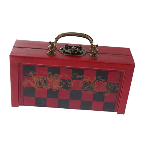 Beaupretty Retro Design Holzlegierung Schachspiel Faltbares Dekoratives Schachbrett mit Figuren für Erwachsene Praktisches Reisespiel Internationaler Schachklassiker von Beaupretty