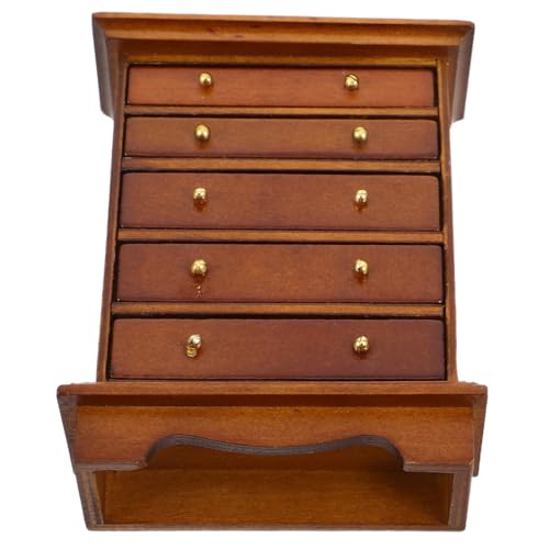 Beaupretty Retro -Mini -Möbel Kleiderschrank Puppenhaus Schubladenschränke Modell Dollhouse Schlafzimmermöbel Miniaturschubladenschrank Puppenhausschrank Schlafschrank Mini Birke Braun von Beaupretty