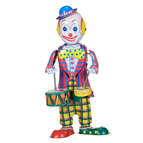Beaupretty Retro Wind Up Clown Schlagzeugspieler aus Buntes Wackelspielzeug ohne Batterien Mechanische Figur als Lustige Tischdekoration für Sammler von Beaupretty