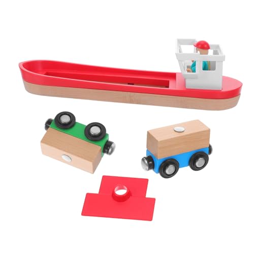 Beaupretty Robustes Holzschiff Zubehör für Erweiterbare Holzeisenbahn Thema Einfache Montage zur Kreativen Rollenspiels bei Kindern von Beaupretty