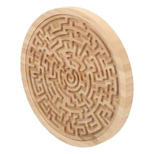 Beaupretty Rundes Holz Labyrinthspiel Tragbares Balance und Lernspiel für Kleinkinder Pädagogisches Denkspiel Koordination Räumlichem und von Beaupretty