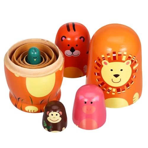 Beaupretty Russische Matroschka Holzpuppen mit Niedlichen Tiermotiven Sichere und Robuste Nistpuppen für Mädchen Dekoratives Geschenk zu Weihnachten und Geburtstag von Beaupretty