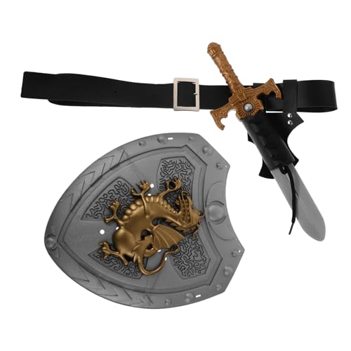 Beaupretty Schild Kostüm Piratenschwert mit Gürtel Ritterschwert -Kit Mittelalterlicher Cosplaygürtel Kostümschildschwert mittelalterlicher Schild mittelalterliches Kostümzubehör Plastik von Beaupretty