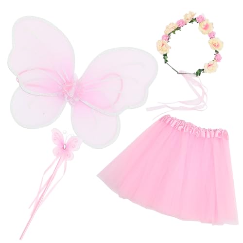 Beaupretty Schmetterlingskostüm mit Tüllrock Flügeln Haarreif und Zauberstab Leichtes Gauze Material Langlebig und Angenehm für Fasching Kindergeburtstag Mottoparty und Halloween von Beaupretty