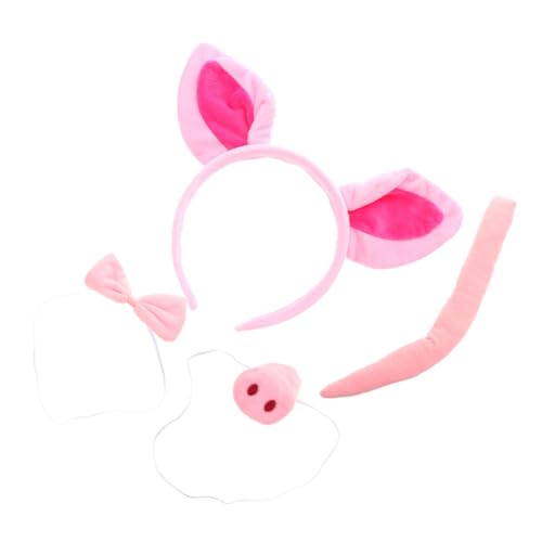 Beaupretty Schwein Kostüm mit Weichen Kunstpelz Ohren Schleife und Schweinenase Bequemes Hautfreundliches Cosplay Zubehör für Karneval Halloween und Tierkostüm Partys von Beaupretty