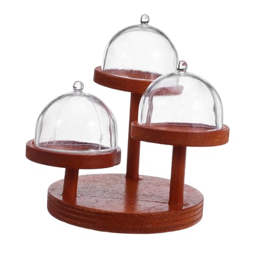 Beaupretty Set Mini Kuchenregal Dreistöckiger Ständer Party Dekoration Gebäckturm Dessert Puppenhaus Lebensmittel Abdeckregal – Obstdesserts Requisiten Mehrstöckiges Für von Beaupretty