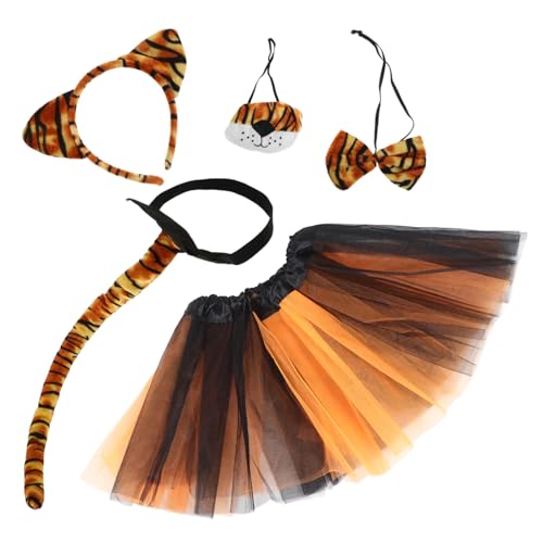 Beaupretty Set Mit Tierohr Accessoires Stirnband Tiger Halloween Kostüm Für Tiger Kostüm Tiger Kostüm Für Mädchen Tiger Tutu Kostüm Süße Tiger Kopfbedeckung Tigerrock Aus Stoff von Beaupretty