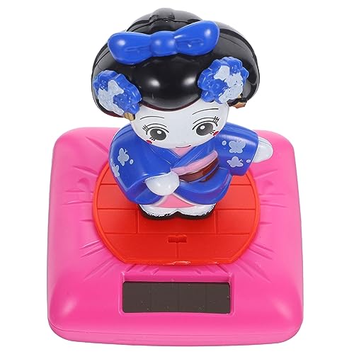 Beaupretty Solar Kimono Puppe mit Wackelkopf Süße Kimono Figur für Auto und Wohnungsdekoration Solarbetrieben Leicht und Tragbar Blaue Standfigur für und Außendekoration von Beaupretty