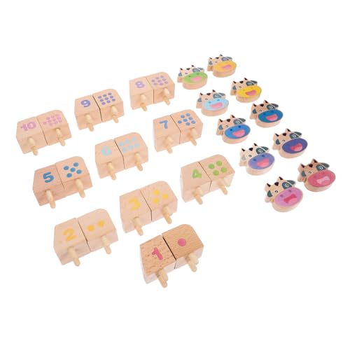 Beaupretty Stapelbares Holzbaustein Spielset mit Niedlicher Kuhform Pädagogisches Balancespielzeug für Fördert Konzentration Vorstellungskraft und Zahlenverständnis Langlebig aus von Beaupretty