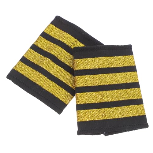 Beaupretty Streifen Flugkapitän Schulterklappen Gold Epauletten Pilot Kostüm Zubehör Rollenspiel Party Bühnenauftritt von Beaupretty