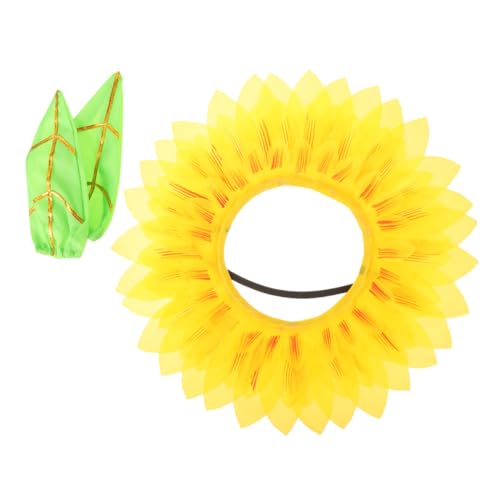 Beaupretty Sunflower Headgear Set Kinderkostüm Weiches Cosplay Kopfteil mit Goldenen Handschuhen für Festliche Auftritte Kindergarten Party Zubehör von Beaupretty