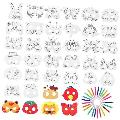 Beaupretty Teiliges Diy Masken mit Verschiedenen Tier und Papiermasken Farben Wasserfarbenstifte Elastisches Band Unbemalt zum Bemalen für Karneval Halloween Maskenball und Cosplay Beaupretty Teiliges Diy Masken mit Verschiedenen Tier und Papiermasken Farben Wasserfarbenstifte Elastisches Band Unbemalt zum Bemalen für Karneval Halloween Maskenball und Cosplay von Beaupretty