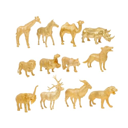 Beaupretty Teiliges Goldene Waldtiere Modellfiguren Detailreiche Tierornamente aus Robustem Material Dekorative Desktop Deko für Lernspielzeug zur Tiererkennung von Beaupretty