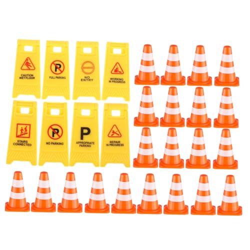 Beaupretty Teiliges Verkehrszeichen Spielset mit Abnehmbaren Warnschildern und Orangefarbenen Mini Verkehrskegeln Flexible Sichere Lernspielzeuge für Rollenspiele und Kognitive von Beaupretty
