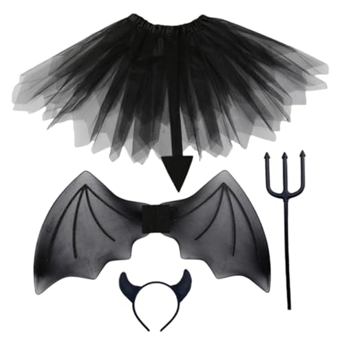Beaupretty Teufel Kostüm mit Schwarzem Rock Stirnband und Flügeln Cosplay Party Zubehör für Halloween und Bühnenauftritte Passend Beaupretty Teufel Kostüm mit Schwarzem Rock Stirnband und Flügeln Cosplay Party Zubehör für Halloween und Bühnenauftritte Passend von Beaupretty