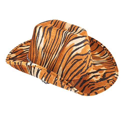 Beaupretty Tiger Print Cowgirl Hut Unisex Westernmütze Komfortabel Für Party Jungle Event Festival Cosplay Damen Herren Zubehör von Beaupretty