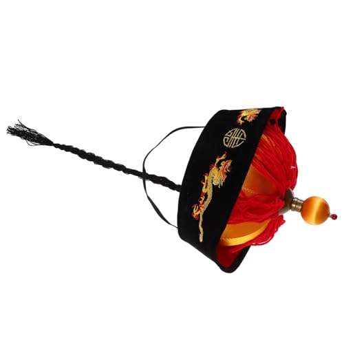 Beaupretty Traditioneller Chinesischer Kaiserhut mit Zöpfen und Pferdeschwanz Orientalischer Kostümhut für Rollenspiele Hanfu Kopfbedeckung Party und Cosplay Accessoire für Ab Jahren von Beaupretty
