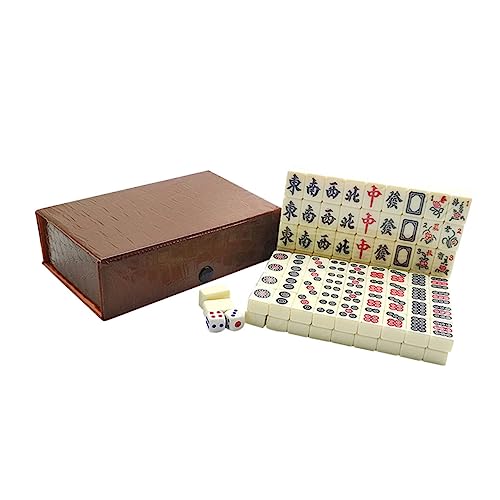 Beaupretty Tragbares Mahjong Spielset Kompaktes Reise Mahjong Kit Robustes Chinesisches Majong Partyspiel für Familie und Freunde für und Gesellige Zusammenkünfte von Beaupretty