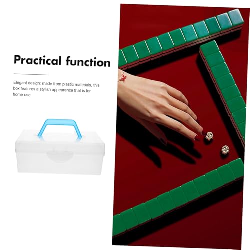 Beaupretty Transparente Kleine Mahjong Aufbewahrungsbox aus Kunststoff mit Tragegriff Großer Kapazität für Mehrere Sets Praktischer Organizer für Zuhause und Unterwegs Mahjong Spiel von Beaupretty