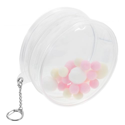 Beaupretty Transparente Mini Figurentasche mit Pompom und Schlüsselanhänger Robuste Aufbewahrungstasche für Sammlerstücke Kompakt und Reißfest für Puppen Display und Einfachen Transport von Beaupretty