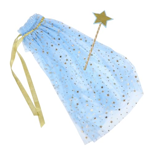 Beaupretty Umhang mit Zauberstab Leuchtendes Tüll Cape für Prinzessinnen für Halloween Weihnachten Kostümpartys Leicht Kleine von Beaupretty