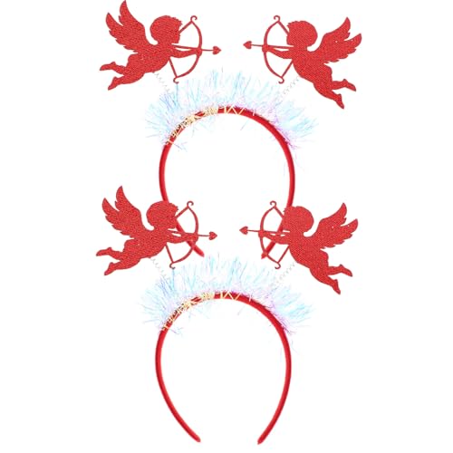 Beaupretty Valentinstag-Stirnbänder 2 Stück Amor-Glitzerband Rotes Herz Haarreifen Kopfschmuck Feiertags-Haarschmuck Für Weihnachten Hochzeit Geburtstag Party Geschenk von Beaupretty