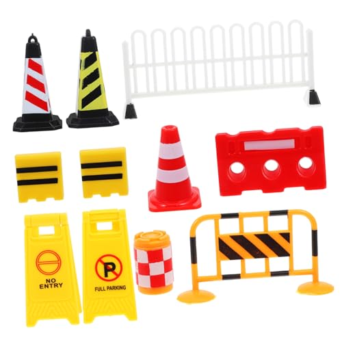 Beaupretty Verkehrsschild Spielset aus Abs Teiliges Miniatur Verkehrszeichen und Absperrungen Pädagogisches Rollenspiel für Motorische Fähigkeiten Räumliche Vorstellungskraft und von Beaupretty