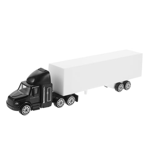 Beaupretty Vintage Amerikanisches LKW Modell aus Metall Kleines Baufahrzeug Dekoratives Desktop Auto Stilvolles Sammlerstück Schwarz Weißes Transportcontainer Modell von Beaupretty