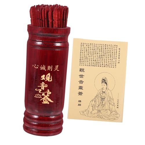 Beaupretty Vintage Chinesischer Wahrsagestab aus Holz mit Stäbchen Handgefertigter Divinationsspiel Eimer im Traditionellen Stil Inklusive Aufbewahrungsbehälter und Begleitbuch für Zuhause von Beaupretty