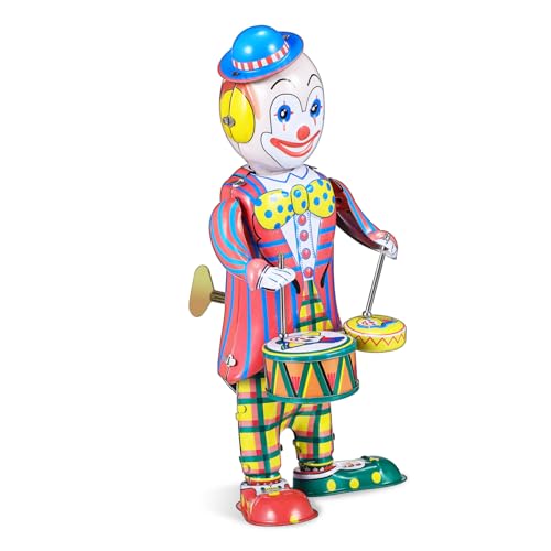 Beaupretty Vintage Clown Aufziehbar Trommelndes Eisenmechanik Retro Dekofigur Für Karneval Party Tischdekoration von Beaupretty