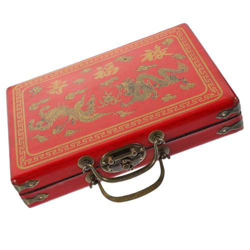 Beaupretty Vintage Mahjong Aufbewahrungsbox aus Tragbare Mahjong Tragetasche mit Griff Große Kapazität für und für Reisen und Spieleabende von Beaupretty