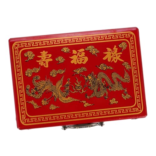 Beaupretty Vintage Mahjong Set Aufbewahrungsbox mit Tragegriff Vielseitiger Mahjong Halter mit Großem Fassungsvermögen Eleganter Kasten für Reise Familie und Haushalt von Beaupretty