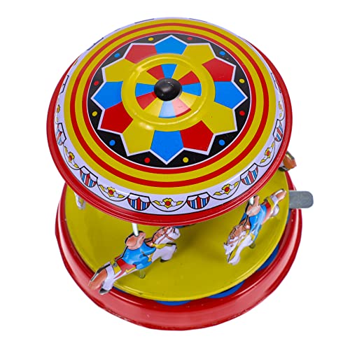 Beaupretty Vintage Wind Up Carousel aus Eisenblech Mechanisches mit Drehendem Karussell Handliches Retro Blechspielzeug für Krabbeln von Beaupretty