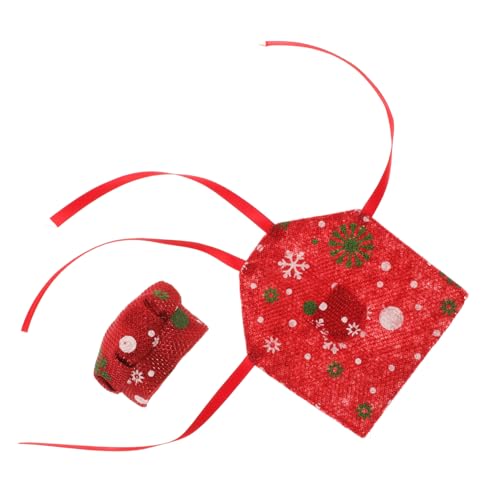 Beaupretty Weihnachtliche Miniatur Kochschürze und Kochmütze Puppenhaus Zubehör für Festliche Küchenkulissen Detailreiche Weihnachtsdekoration Charmantes Kochoutfit für Puppen von Beaupretty