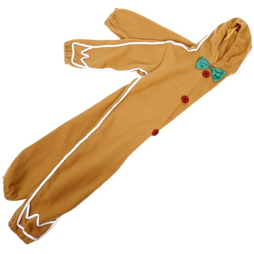 Beaupretty Weihnachtskostüm Gingerbread Man Cosplay Jumpsuit mit Kapuze Weiches Polyester Bequemes Festtagskostüm für Jungen und Mädchen für Weihnachtsfeier Bühne und Fotosessions von Beaupretty