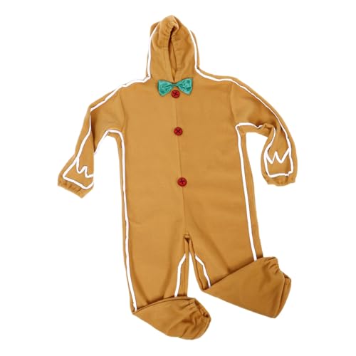Beaupretty Weihnachtskostüm Gingerbread Man Cosplay Overall Karneval Bühnenauftritt Kostüm für Mädchen Jungen Party Verkleidung von Beaupretty