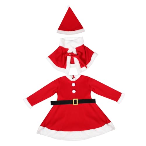Beaupretty Weihnachtskostüm Mädchen Teiliges Santa Kleid mit Umhang Gürtel und Mütze Weihnachtsfeier Outfit Polyester Faser Komfortabel und Beaupretty Weihnachtskostüm Mädchen Teiliges Santa Kleid mit Umhang Gürtel und Mütze Weihnachtsfeier Outfit Polyester Faser Komfortabel und von Beaupretty